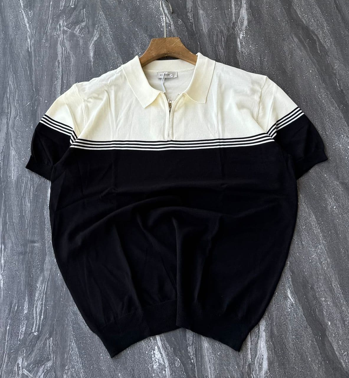 Black Colorblock Knit Polo