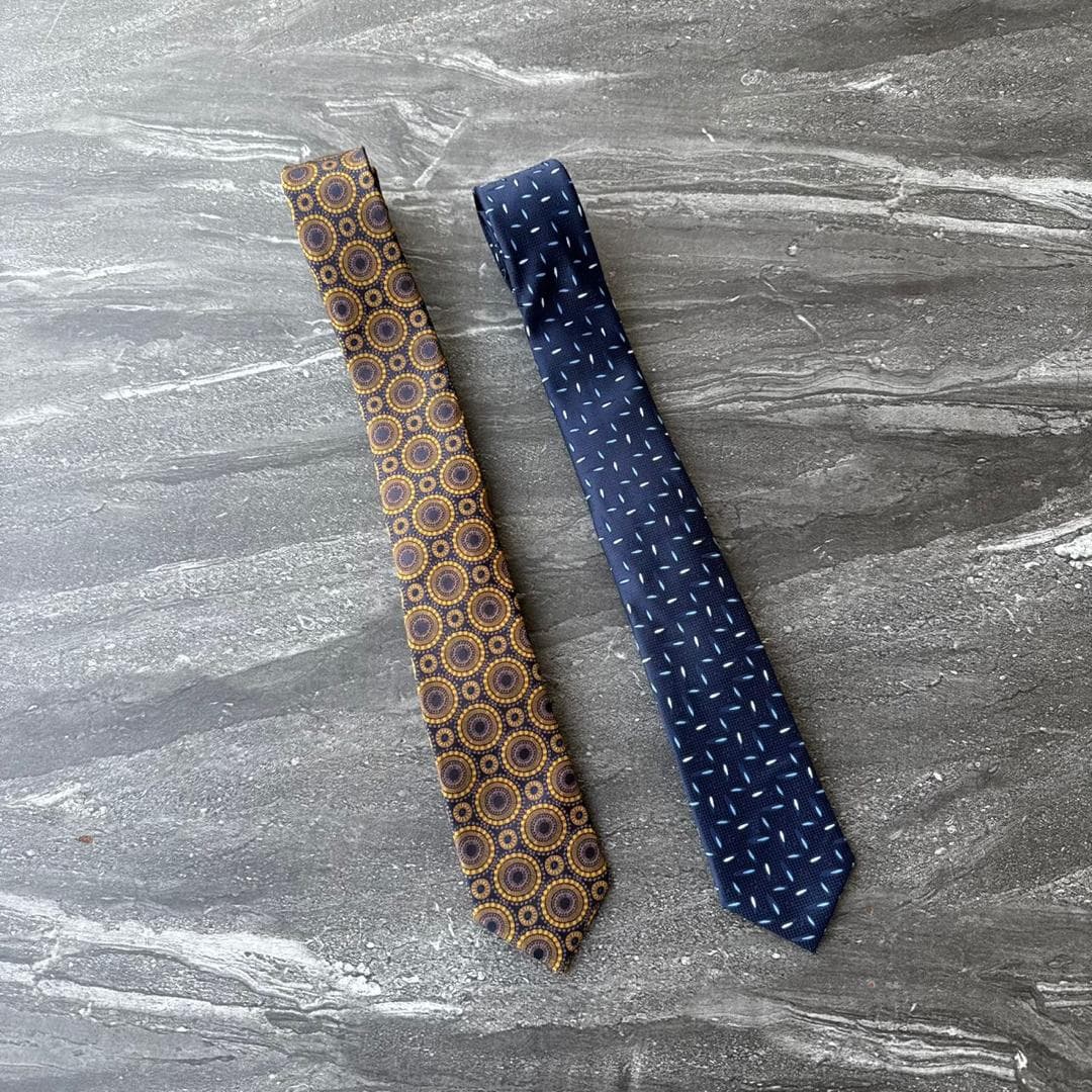 Leopard Print & Navy Dot Tie Set