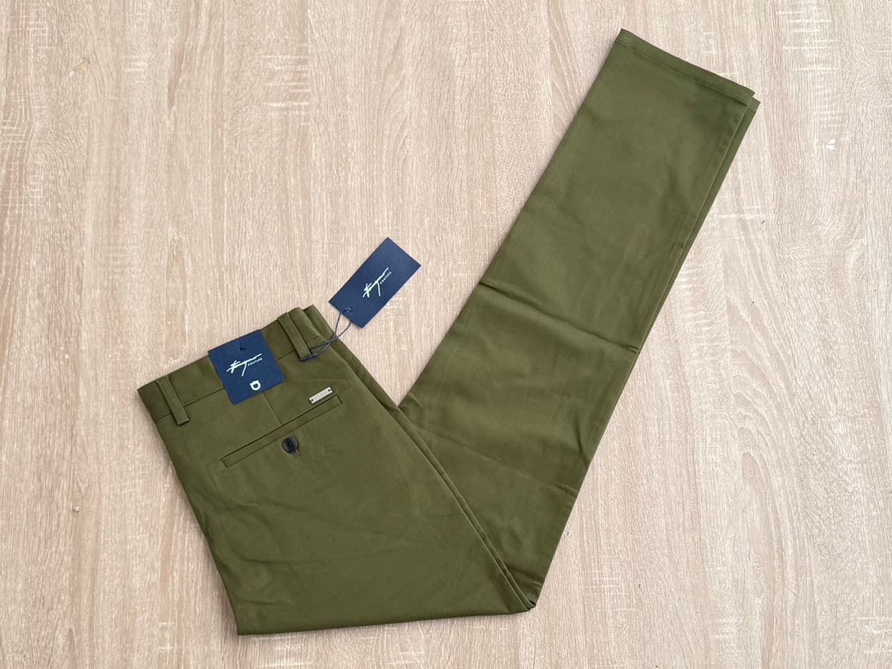 Couture Slim Chino Trousers — Olive Green